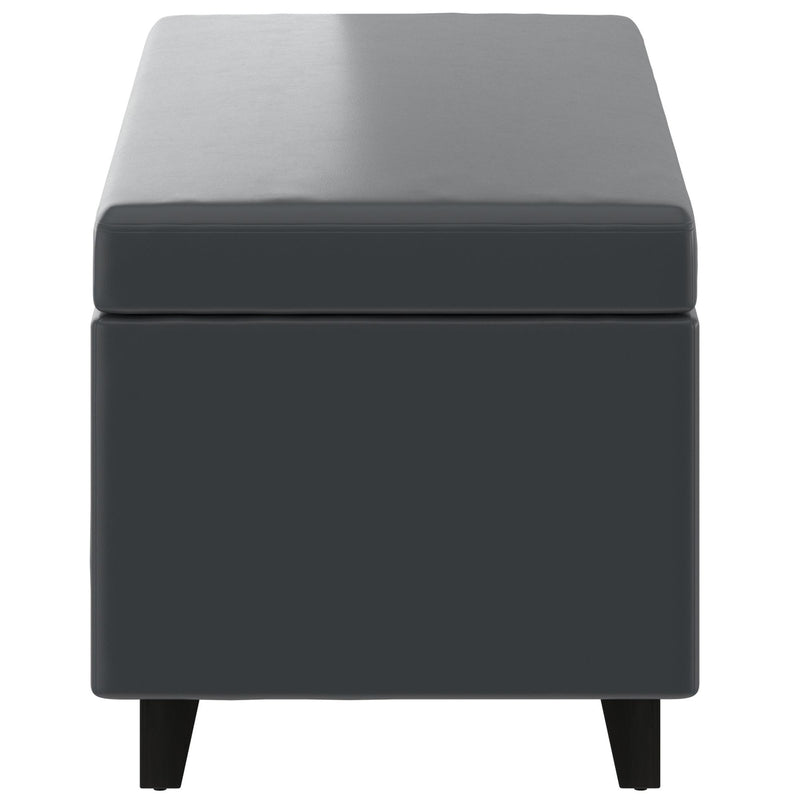 Worldwide Home Furnishings Wyatt Faux Leather Storage Ottoman 402-525GRY IMAGE 3