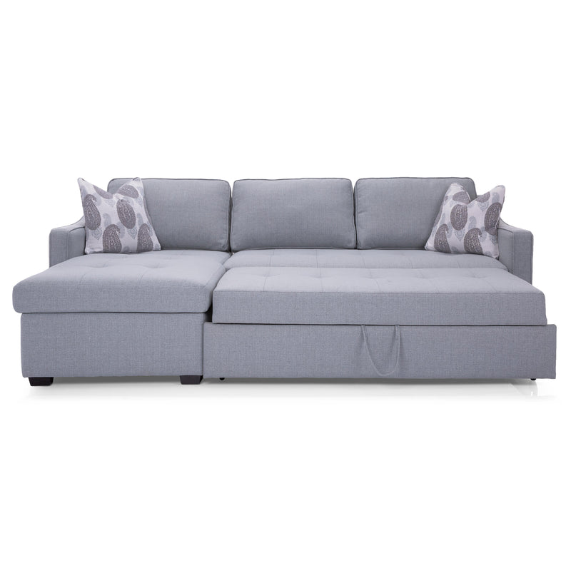 Decor-Rest Furniture Power Reclining Fabric 2 pc Sectional M2086 2 pc Sectional with Power Chaise/Double Bed Sleeper IMAGE 3