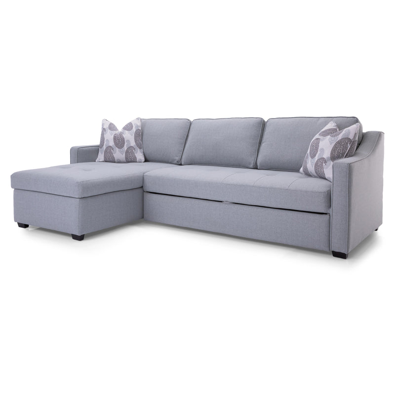 Decor-Rest Furniture Power Reclining Fabric 2 pc Sectional M2086 2 pc Sectional with Power Chaise/Double Bed Sleeper IMAGE 4