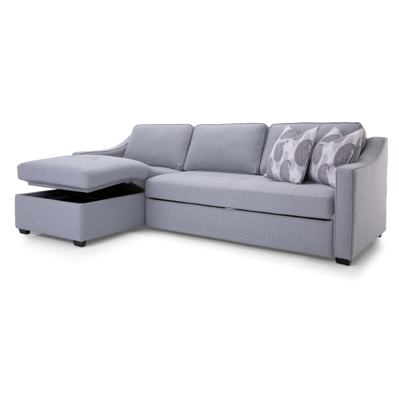 Decor-Rest Furniture Power Reclining Fabric 2 pc Sectional M2086 2 pc Sectional with Power Chaise/Double Bed Sleeper IMAGE 5