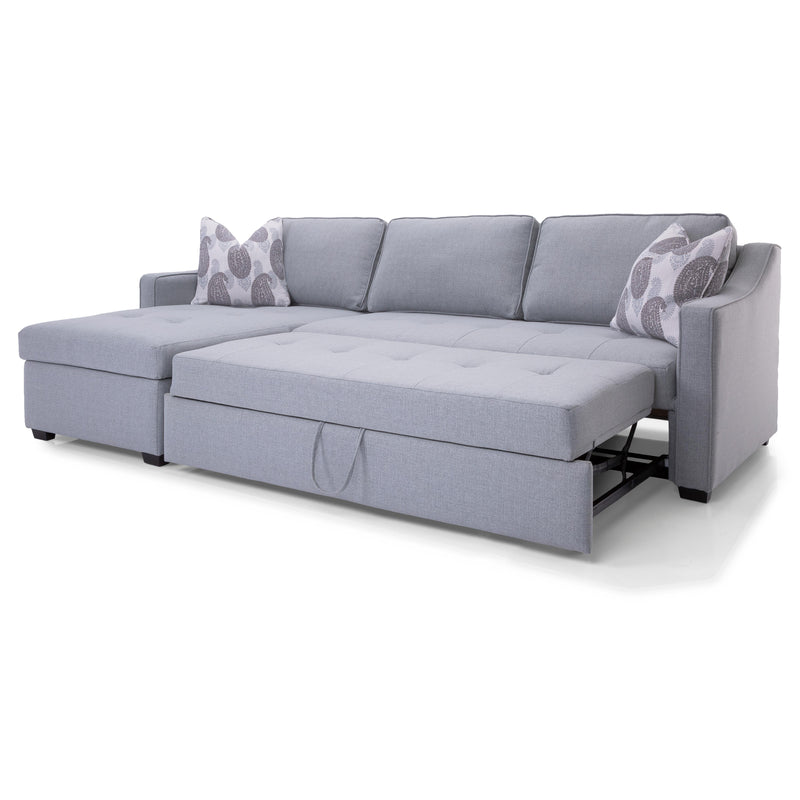 Decor-Rest Furniture Power Reclining Fabric 2 pc Sectional M2086 2 pc Sectional with Power Chaise/Double Bed Sleeper IMAGE 6