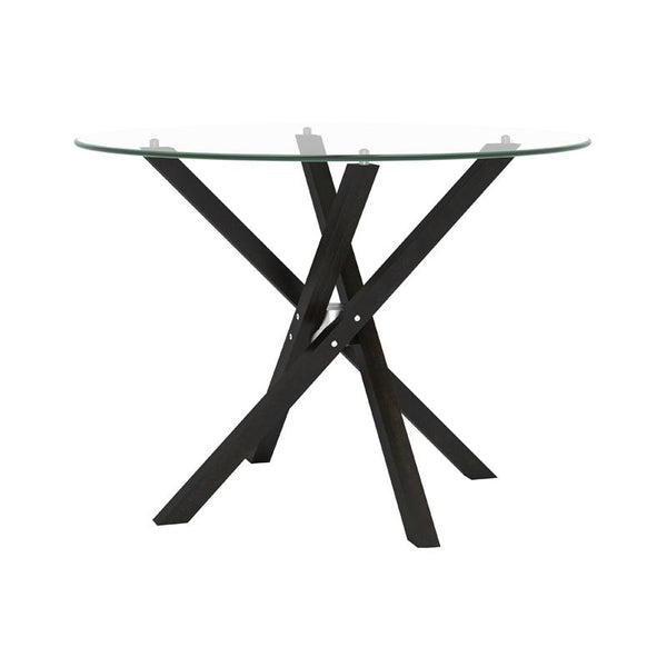 Verbois Round Ima Dining Table with Glass Top and Pedestal Base ISO 42 D 002 IMAGE 1