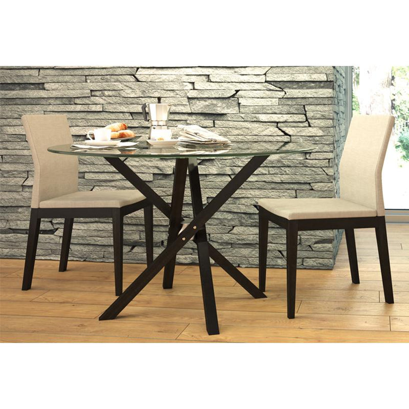Verbois Round Ima Dining Table with Glass Top and Pedestal Base ISO 42 D 002 IMAGE 2