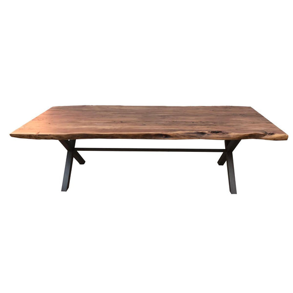 LH Imports Live Edge Dining Table with Trestle Base LOF013S IMAGE 1