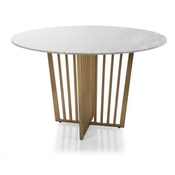Decor-Rest Furniture Round Adalena Dining Table with Marble Top and pedestal base 017-4035DT IMAGE 1