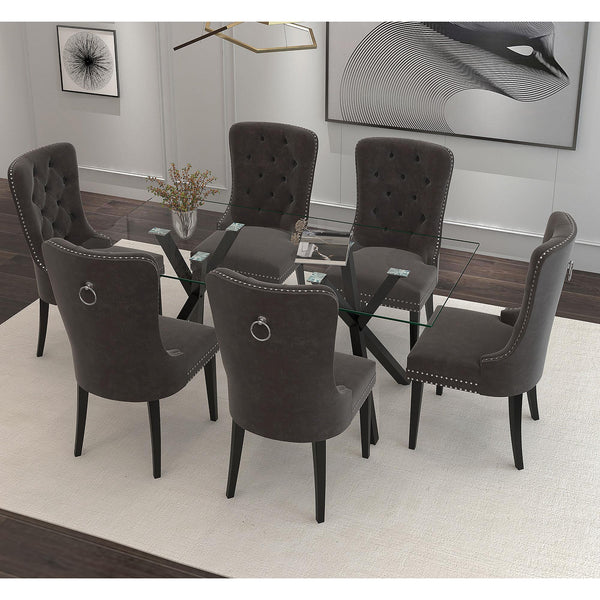 Worldwide Home Furnishings Stark/Rizzo 7 pc Dinette 207-535BK_080GY IMAGE 1