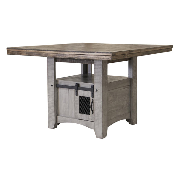 International Furniture Direct Square Pueblo Gray Counter Height Dining Table with Pedestal Base IFD3401CTBBA/IFD3401CTBTP IMAGE 1