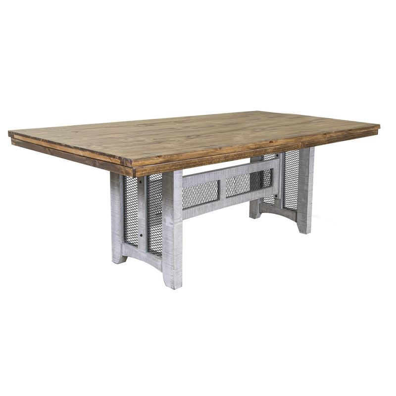 International Furniture Direct Pueblo Gray Dining Table IFD3401TBLBA/IFD3401TBLTP IMAGE 1