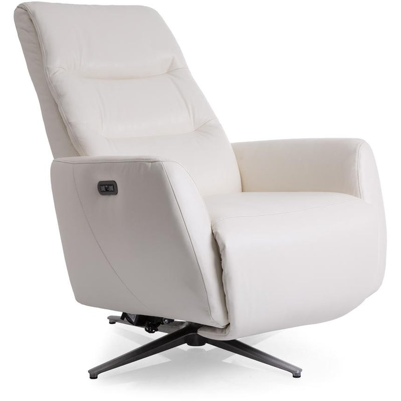 Decor-Rest Furniture Power Swivel Leather Recliner M3090P-59 Power Swivel Recliner - White IMAGE 2