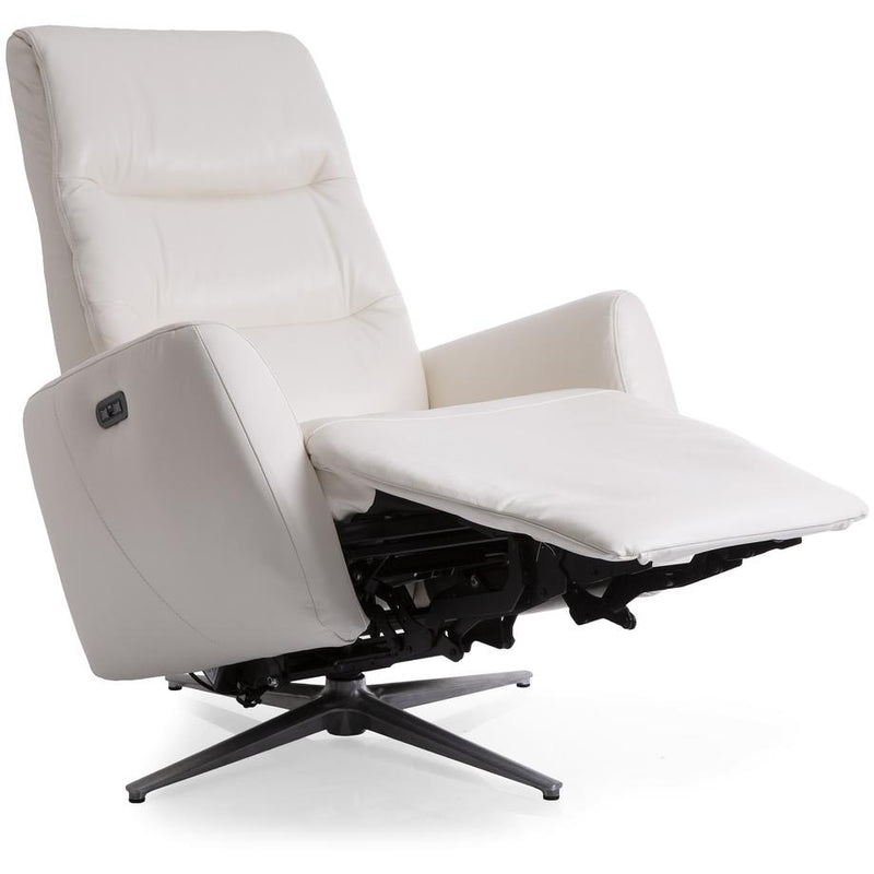 Decor-Rest Furniture Power Swivel Leather Recliner M3090P-59 Power Swivel Recliner - White IMAGE 3
