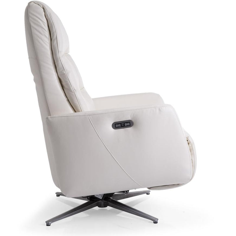 Decor-Rest Furniture Power Swivel Leather Recliner M3090P-59 Power Swivel Recliner - White IMAGE 6