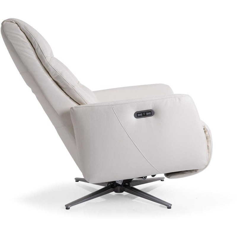 Decor-Rest Furniture Power Swivel Leather Recliner M3090P-59 Power Swivel Recliner - White IMAGE 7