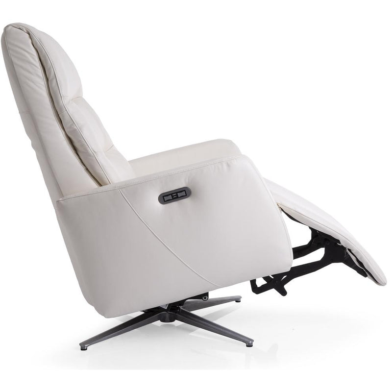 Decor-Rest Furniture Power Swivel Leather Recliner M3090P-59 Power Swivel Recliner - White IMAGE 8