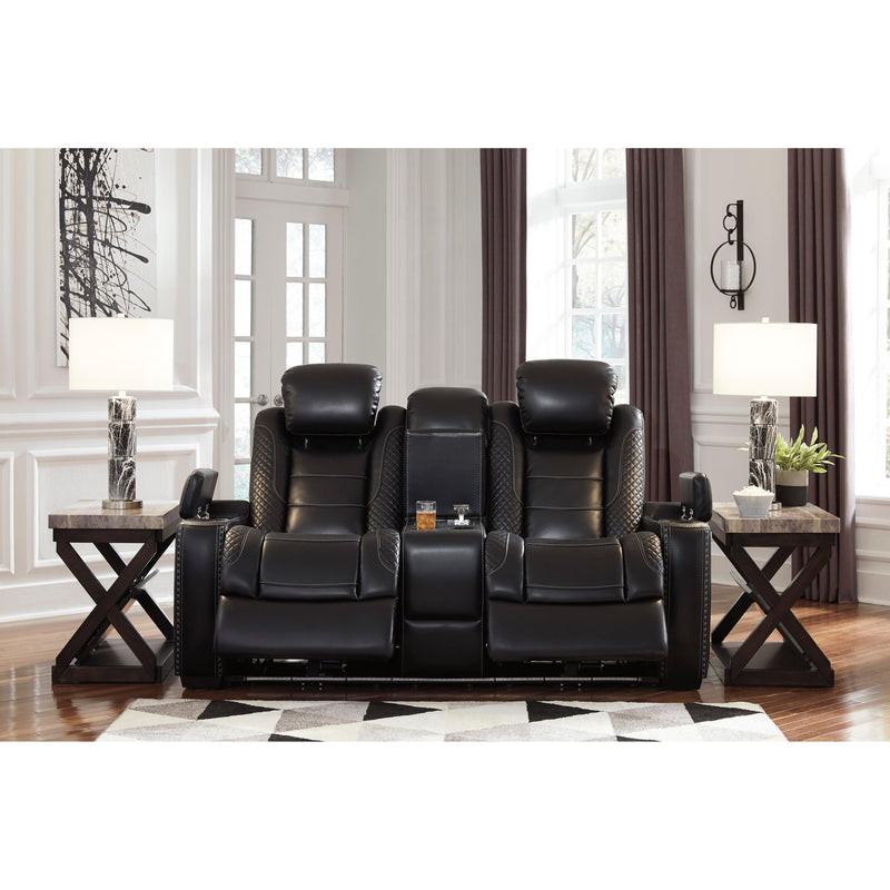 Signature Design by Ashley Party Time Power Reclining Leather Look Loveseat 3700318C IMAGE 6