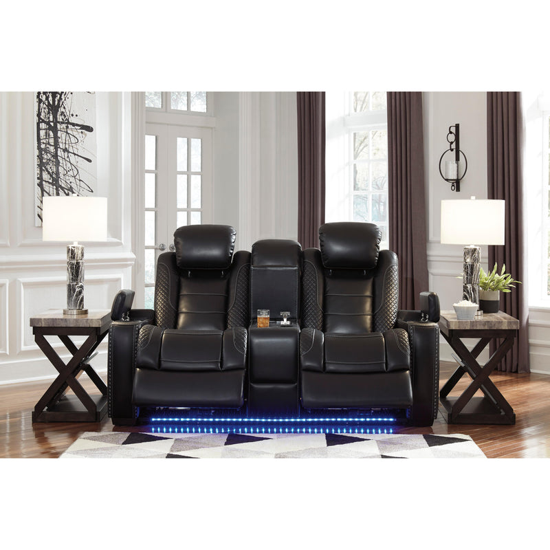 Signature Design by Ashley Party Time Power Reclining Leather Look Loveseat 3700318C IMAGE 7
